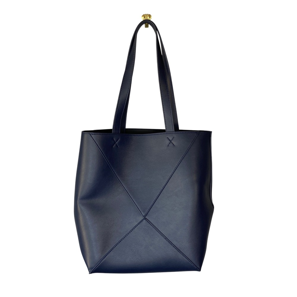 Walter Baker x Curateur The Kate Tote Navy Vegan Leather X-Stitch Tote Bag